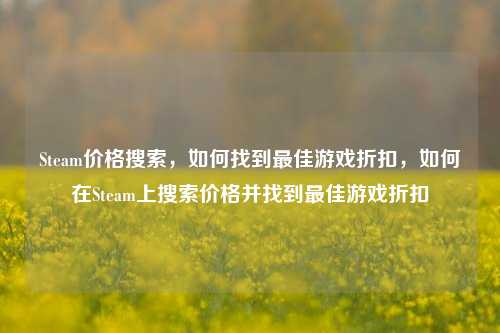 Steam价格搜索，如何找到最佳游戏折扣，如何在Steam上搜索价格并找到最佳游戏折扣