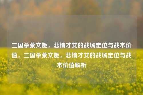 三国杀蔡文姬，悲情才女的战场定位与战术价值，三国杀蔡文姬，悲情才女的战场定位与战术价值解析