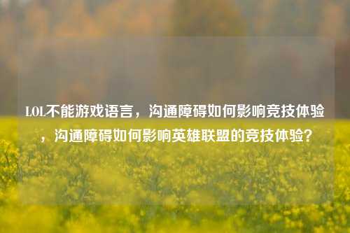 LOL不能游戏语言,沟通障碍如何影响竞技体验,沟通障碍如何影响英雄联盟的竞技体验?