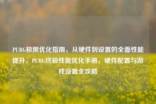 PUBG极限优化指南，从硬件到设置的全面性能提升，PUBG终极性能优化手册，硬件配置与游戏设置全攻略