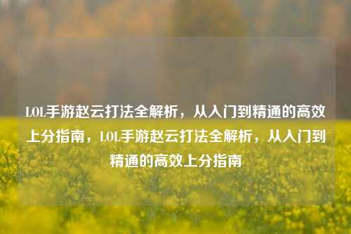 LOL手游赵云打法全解析，从入门到精通的高效上分指南，LOL手游赵云打法全解析，从入门到精通的高效上分指南